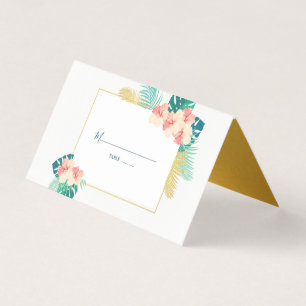 Cartões de Mesa de Casamento do Hibiscus Dourado 