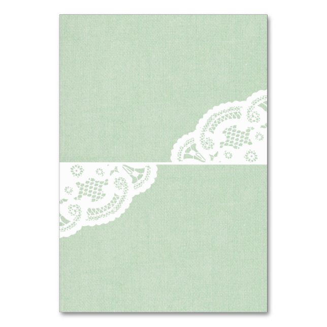 Cartões de Mesa de Casamento Doily Mint Lace (Frente)