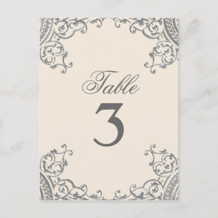 Cartões de Mesa de Casamento Elegantes Prata Bege