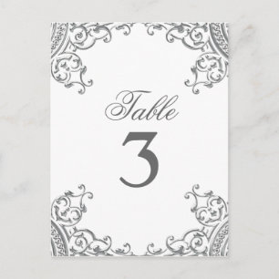 Cartões de Mesa de Casamento Elegantes Prata Branc