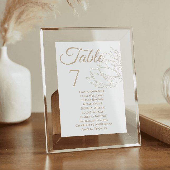 Cartões de Mesa de Casamento Floral Magnólia Plano (Magnolia Floral Wedding Table Cards Seating Plan)