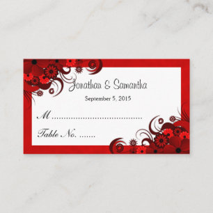 Cartões de Mesa de Casamento Floral Vermelho e Bra