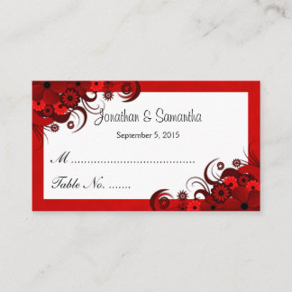 Cartões de Mesa de Casamento Floral Vermelho e Bra