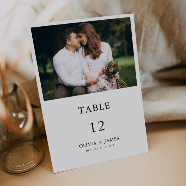 Cartões de Mesa de Casamento Fotográfico Modelo (Minimalist Wedding Table Cards Template)