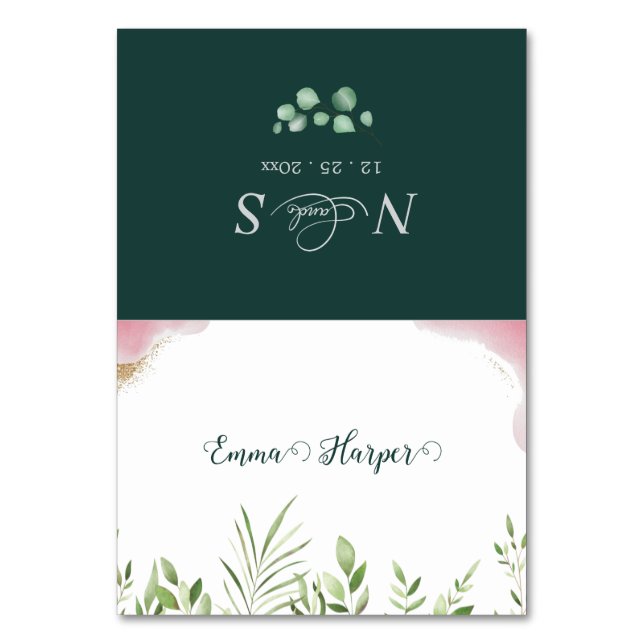 Cartões de Mesa de Casamento Imprimíveis Folhagem  (Frente)