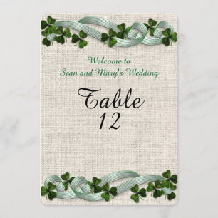Cartões de mesa de casamento irlandês linho elegan