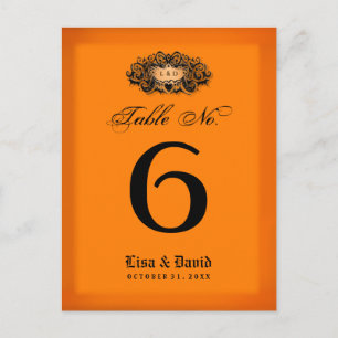 Cartões de Mesa de Casamento - Laranja e Preto de