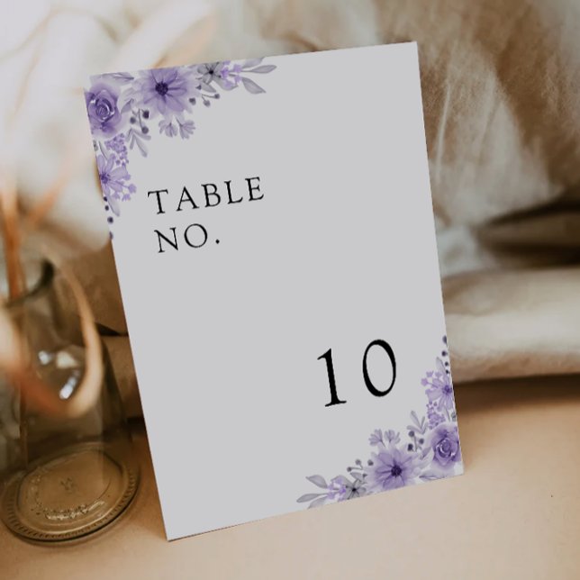 Cartões de Mesa de Casamento Roxo (Purple Wedding Table Cards Template)