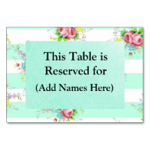 Cartões de Mesa de Casamento Verde Menta Rosa Flor