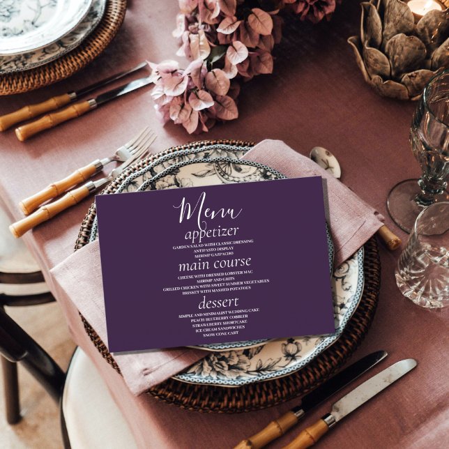 Cartões de Mesa de Casamento Verde Roxo Moderno (Criador carregado)