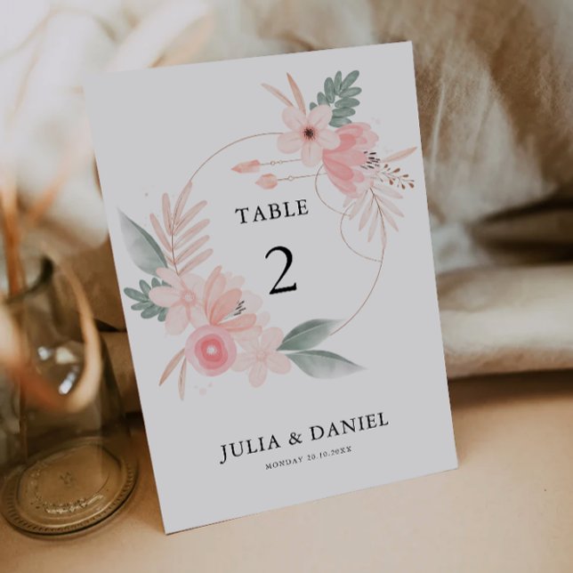 Cartões de Mesa de flor selvagem Modelo (Wildflower Wedding Table Cards Template)
