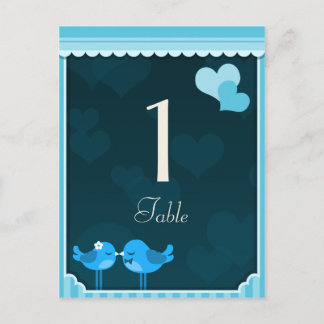 Cartões de Mesa de Pássaros com Amor Teal 1