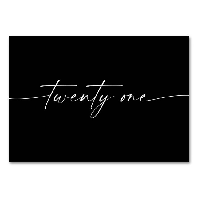 Cartões de Mesa de Script Mínimo Elegante Número 2 (Frente)