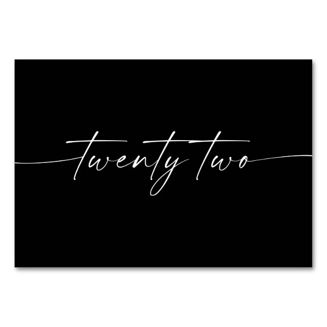 Cartões de Mesa de Script Mínimo Elegante Número 2 (Frente)