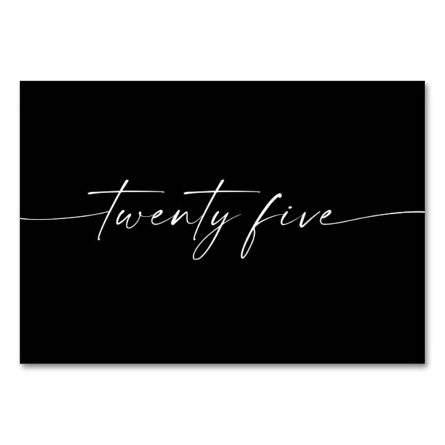 Cartões de Mesa de Script Mínimo Elegante Número 2 (Frente)