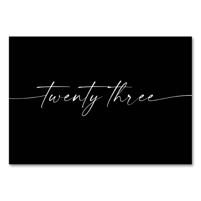 Cartões de Mesa de Script Mínimo Elegante Número 2 (Frente)