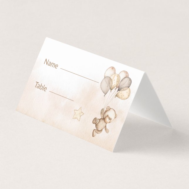 Cartões de Mesa do Chá de fraldas do Bear (Frente)