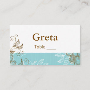 Cartões de Mesa Floral castanho e Tiffany