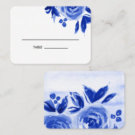 Cartões de Mesa Floral de Casamento Azul