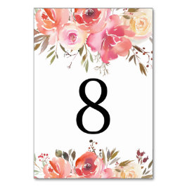 Cartões de Mesa Floral Românticos Números de Tabel