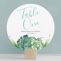 Cartões de Mesa para Casamento na Praia Tropical