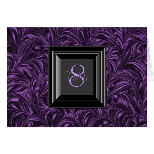 Cartões de Mesa para Casamento Roxo e Preto (Frente horizontal)