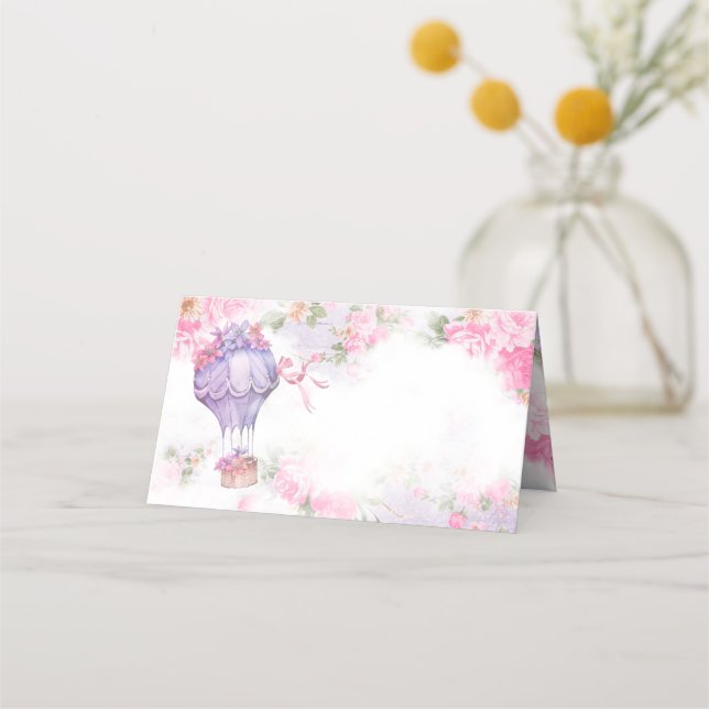 Cartões de Mesa para Chá de Bebê de Balão de Ar Qu (Frente)
