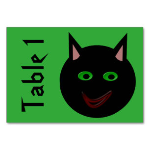 Cartões de Mesa Personalizados de Gato Preto de Ha