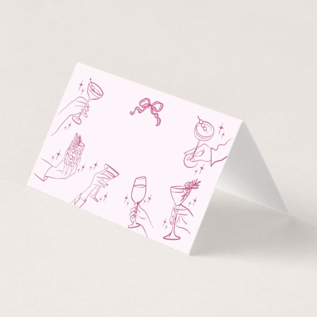 Cartões de Mesa retrorreflectores cor-de-rosa (Frente)