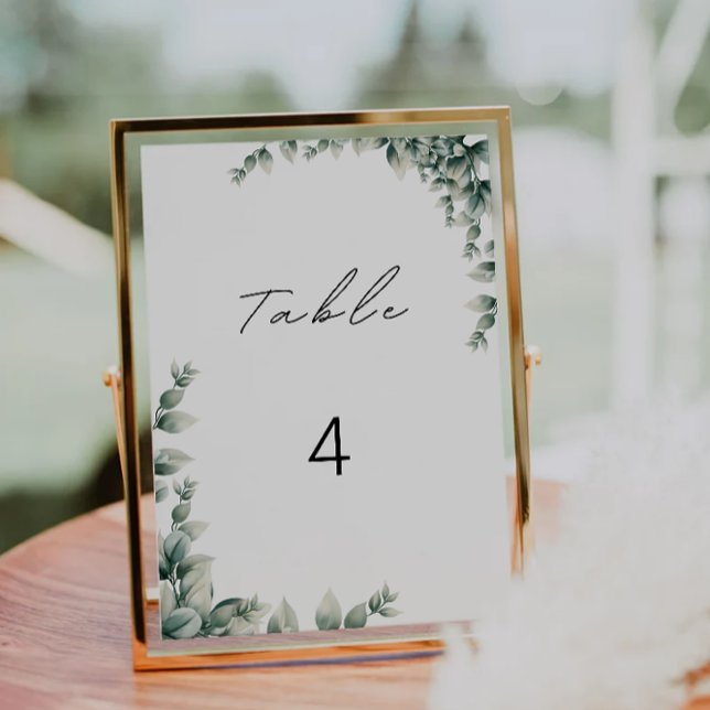 Cartões de mesa verde (Greenery wedding table cards template)