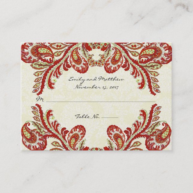 Cartões de Mesa Vintley Damask (Frente)