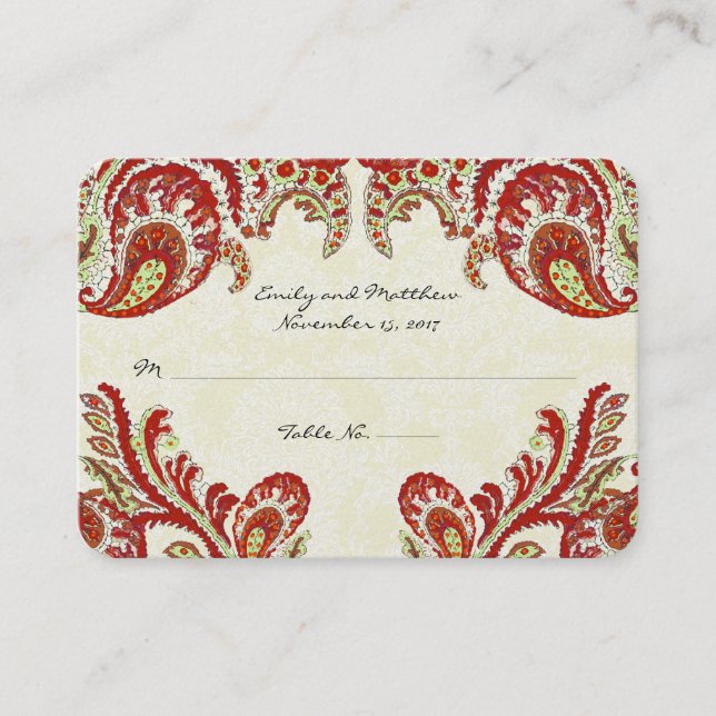 Cartões de Mesa Vintley Damask (Frente)