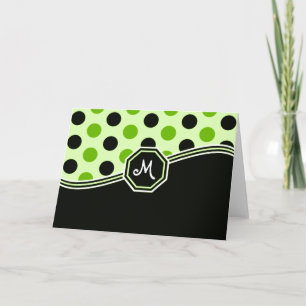 Cartões de monograma preto e Verde limão