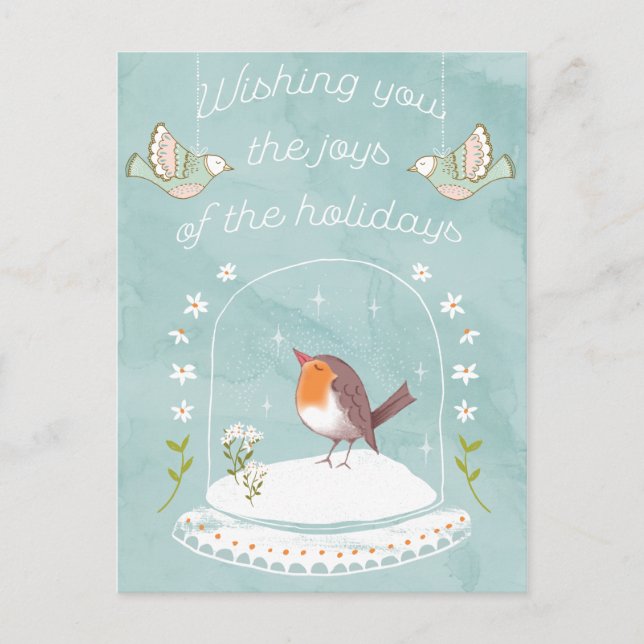 Cartões de natal Ano Novo Globo de Neve Cuja Pássa (Frente)