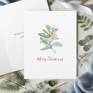 Cartões de Natal Aquarela Botânica Frutas Vermelha