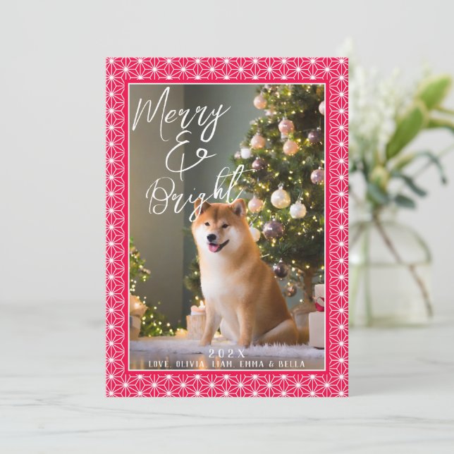 Cartões de natal | ASANOHA Padrão Kimono japonês (Em pé/Frente)