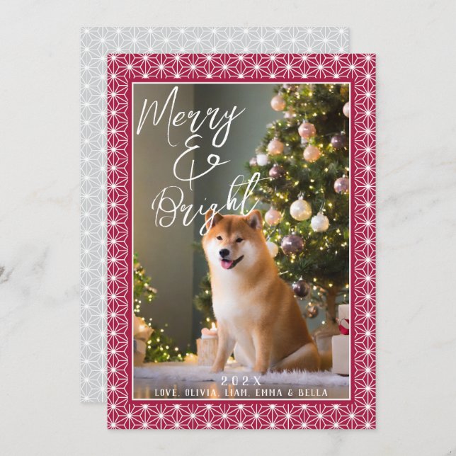 Cartões de natal | ASANOHA Padrão Kimono japonês (Frente/Verso)