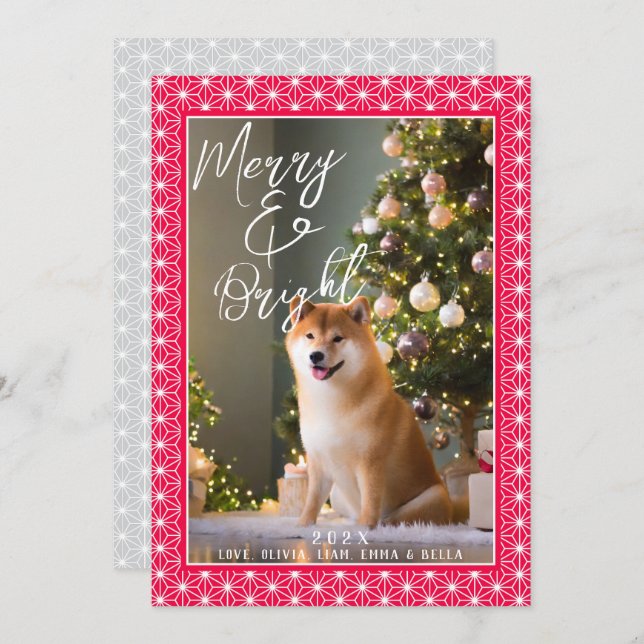 Cartões de natal | ASANOHA Padrão Kimono japonês (Frente/Verso)