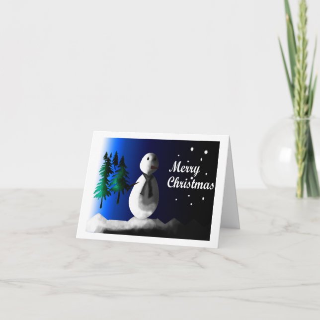 Cartões de Natal Azuis Snowman (Frente)