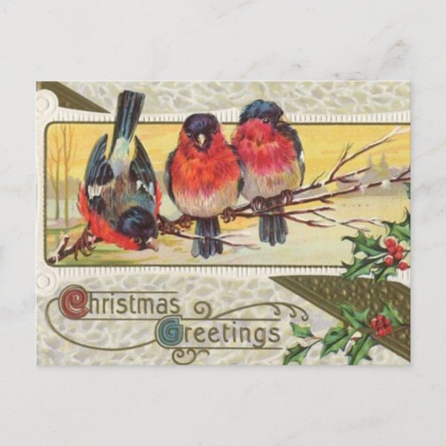 Cartões de natal - Birds Vintage Design (Frente)