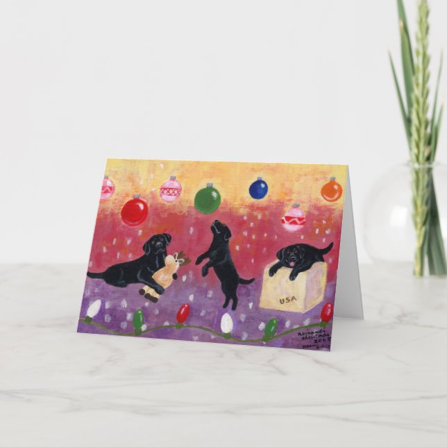 Cartões de Natal Black Labrador (Frente)