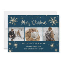 Cartões de Natal Blue Sparkly Snowflake