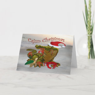 cartões de Natal Cajun do Papai Noel Jacaré