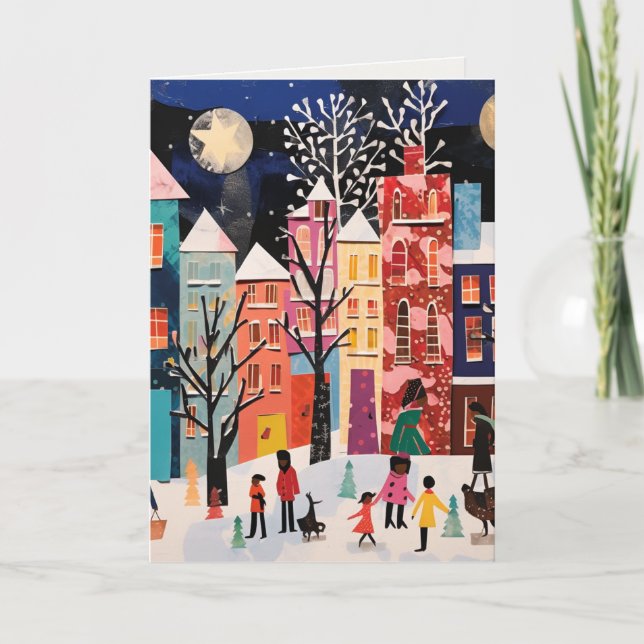 Cartões de Natal com desenhos afrocentrados /abstr (Frente)