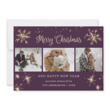 Cartões de Natal com Floco de Neve Roxo