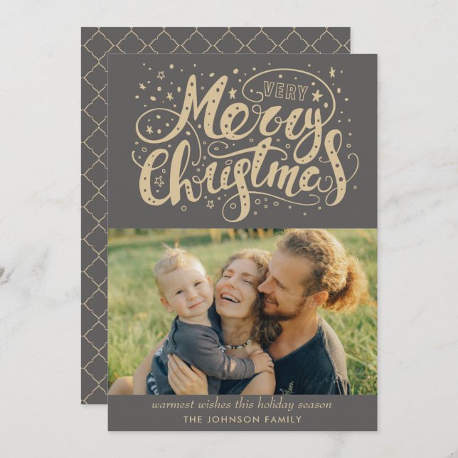 Cartões de Natal com Foto de Boas Festas em Caligr (Frente/Verso)