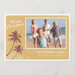 Cartões de Natal com Foto Vintage Dourada de Praia