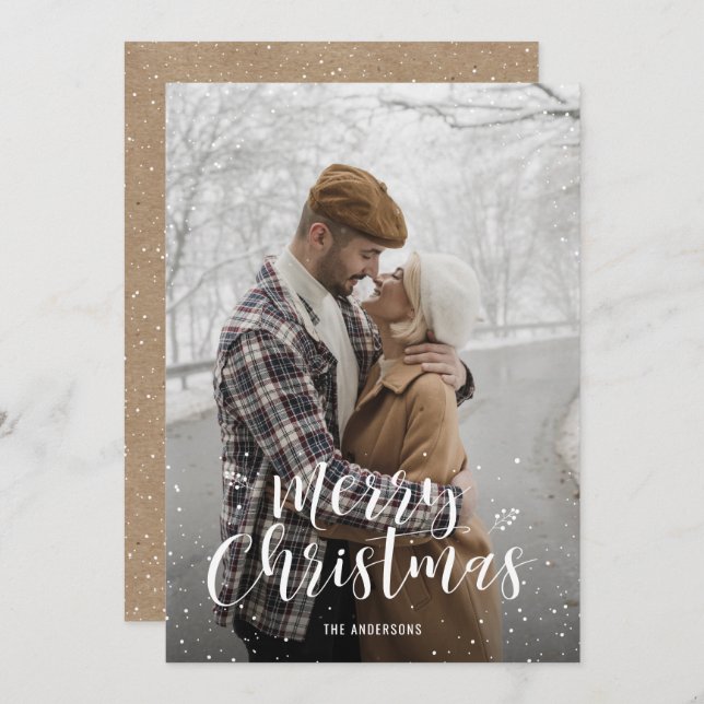 Cartões de Natal com Fotografias da Neve Kraft Let (Frente/Verso)