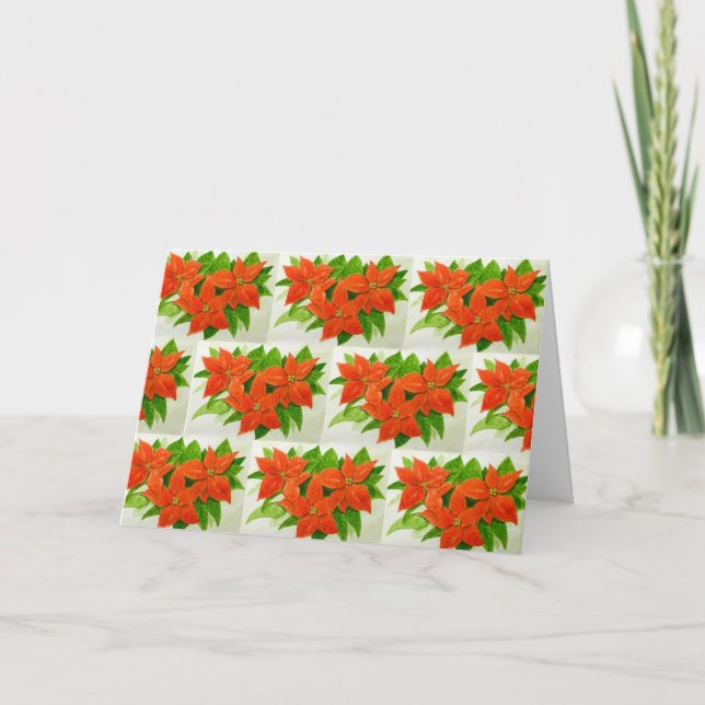 Cartões de natal com padrão Poinsettia (Frente)