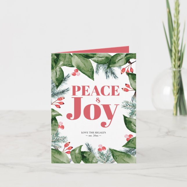 Cartões de Natal - Cores Aquíferos Verde Botânico (Frente)